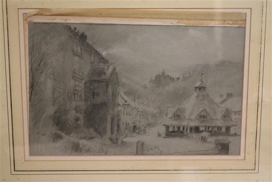 Albert Goodwin (1845-1932) View of Dunster 10 x 14in.